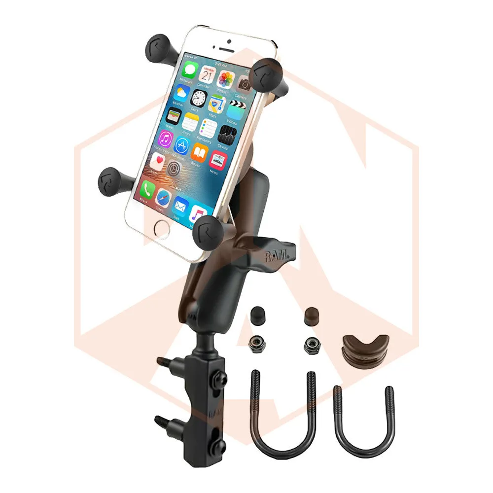 RAM Combination Brake/Clutch Reservoir U-Bolt Mount with Universal X-Grip® Cell/iPhone Cradle