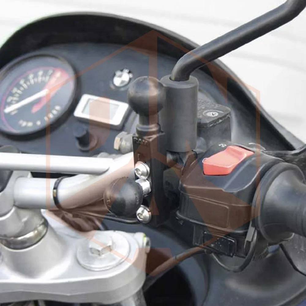 RAM Motorcycle Combination Base for Handlebar or Brake/Clutch Reservoir with Two 1" Balls