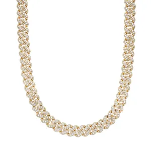 Real Miami Cuban Link Chain 14mm MOISSANITE 925 Silver Gold Tone Necklace