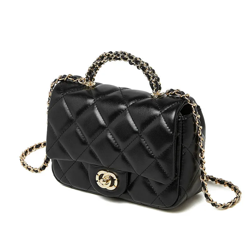REALAIOT 2025 Bag Women's popular New Xiaoxiangfeng Metal Chain Rhombus Handbag Versatile One Shoulder Crossbody Medieval Women's Bag