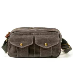 REALAIOT New men's bag outdoor leisure sports diagonal bag anti-splashing oil wax canvas bag single shoulder crossbody men's retro satchel