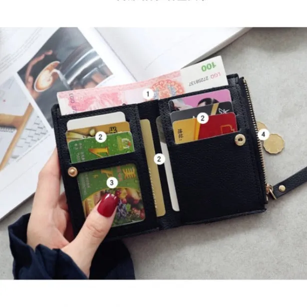 Realaiot Women's Vertical Buckle Cherry Embroidered Short Trend Small Wallet New Student Simple Fashion Wallet Women's Purse