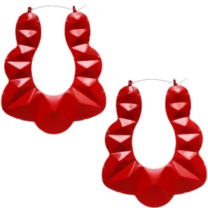Red Large Bamboo Doorknocker Earrings