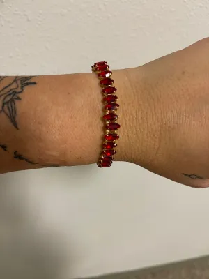 Red Stone Stretch Bracelet