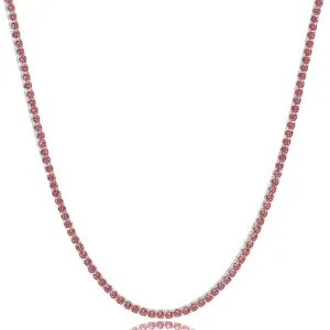 Red Zirconia Tennis Necklace (Silver)