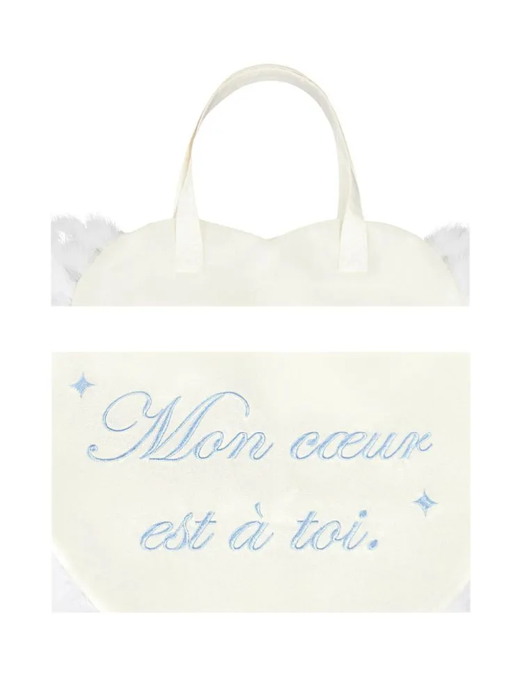 romantic sweet cream satin feather love bag