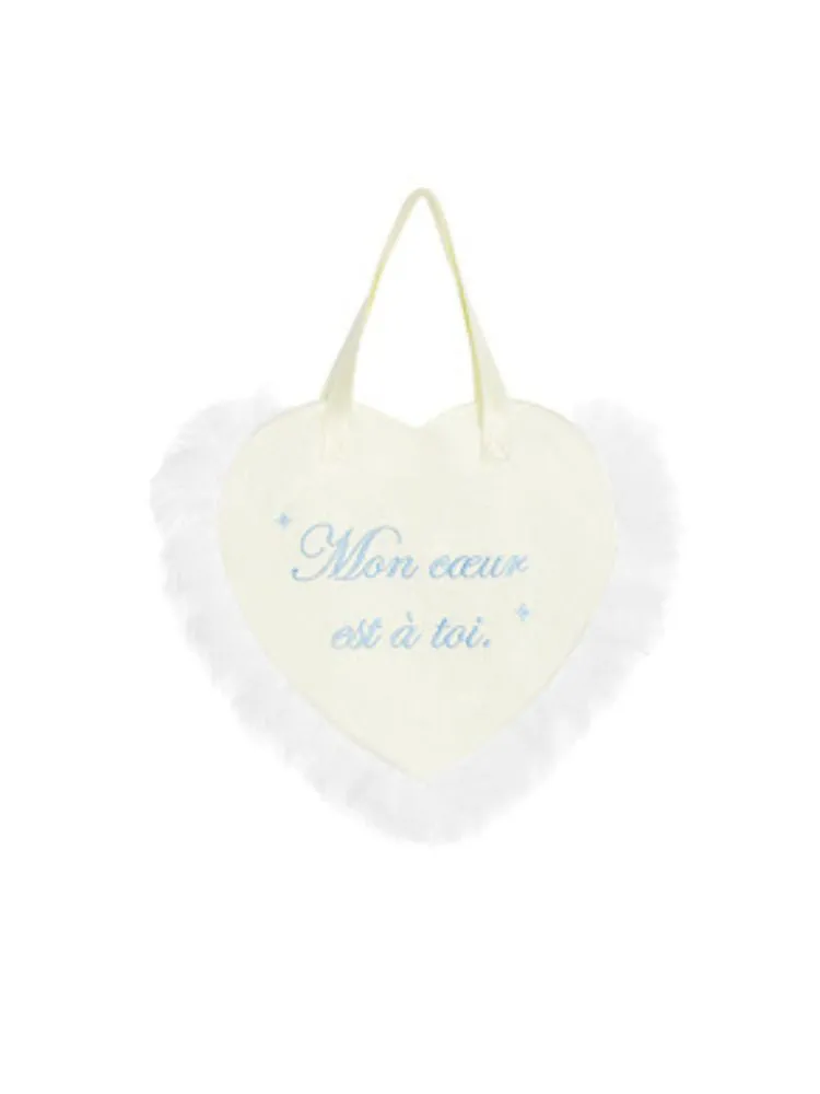 romantic sweet cream satin feather love bag