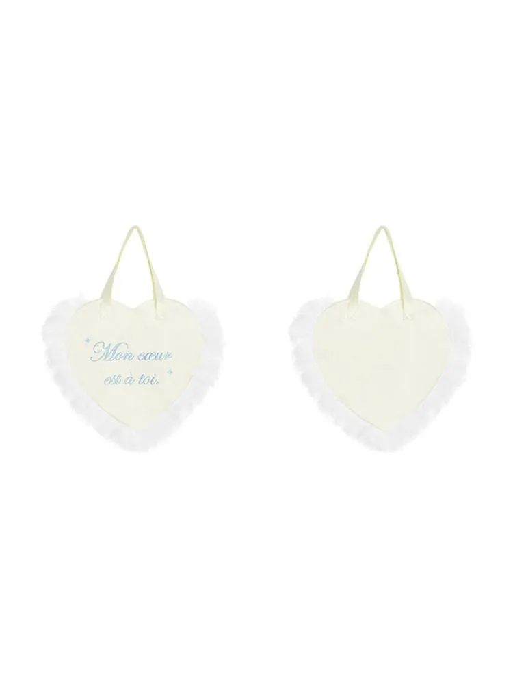 romantic sweet cream satin feather love bag
