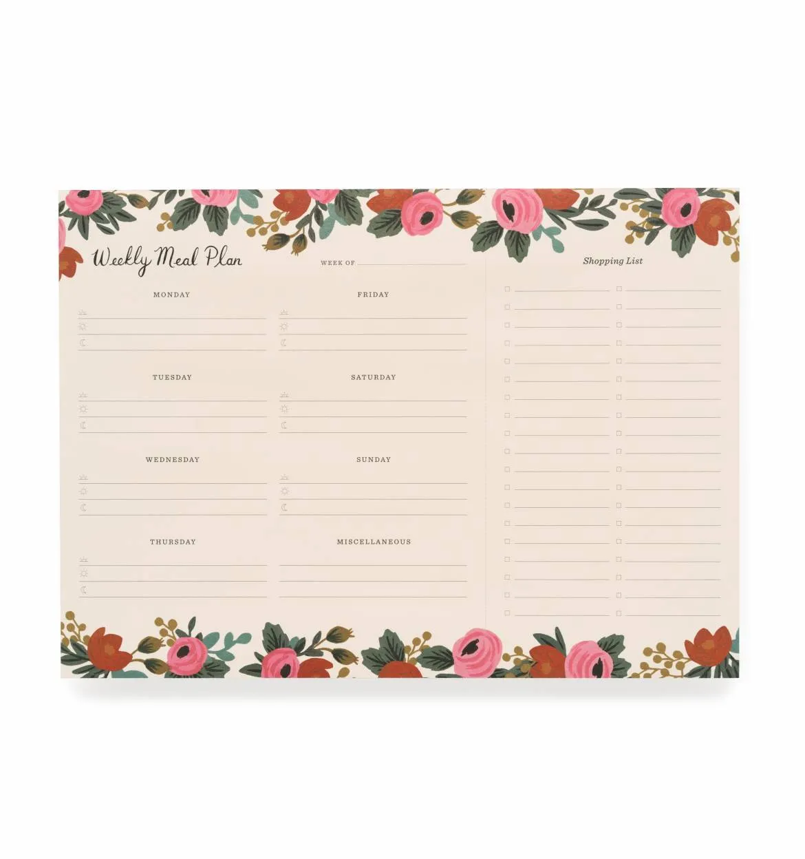 Rosa Meal Planner Notepad