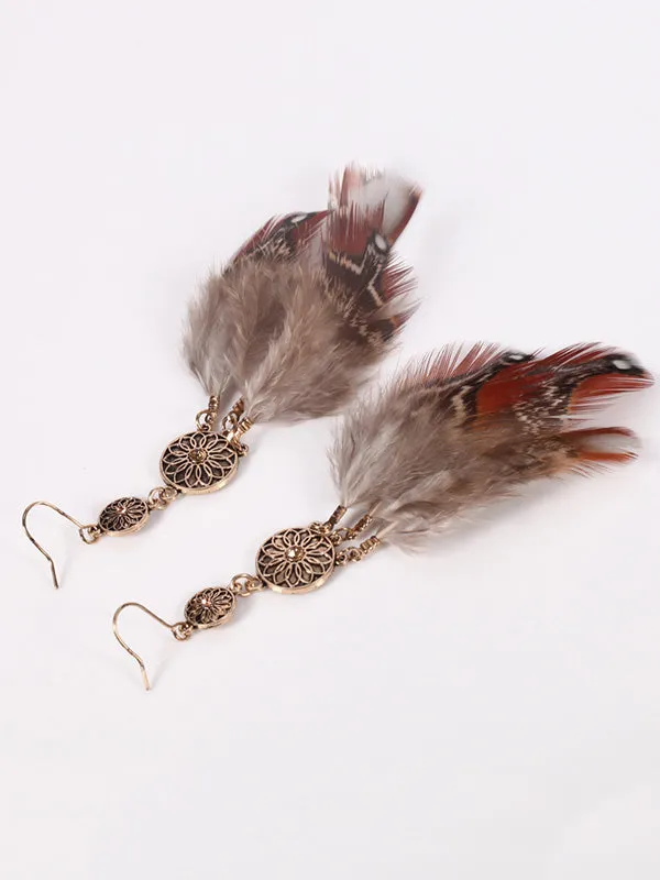 Round Feather Earrings
