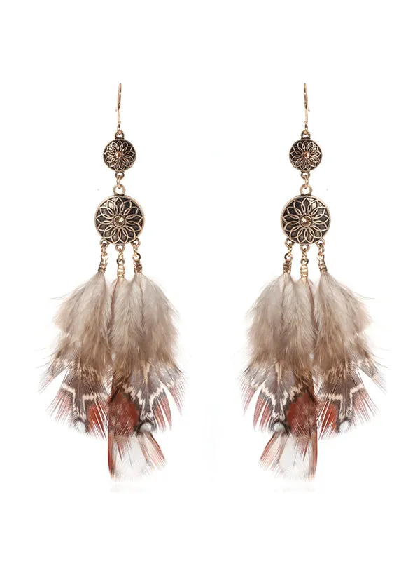 Round Feather Earrings