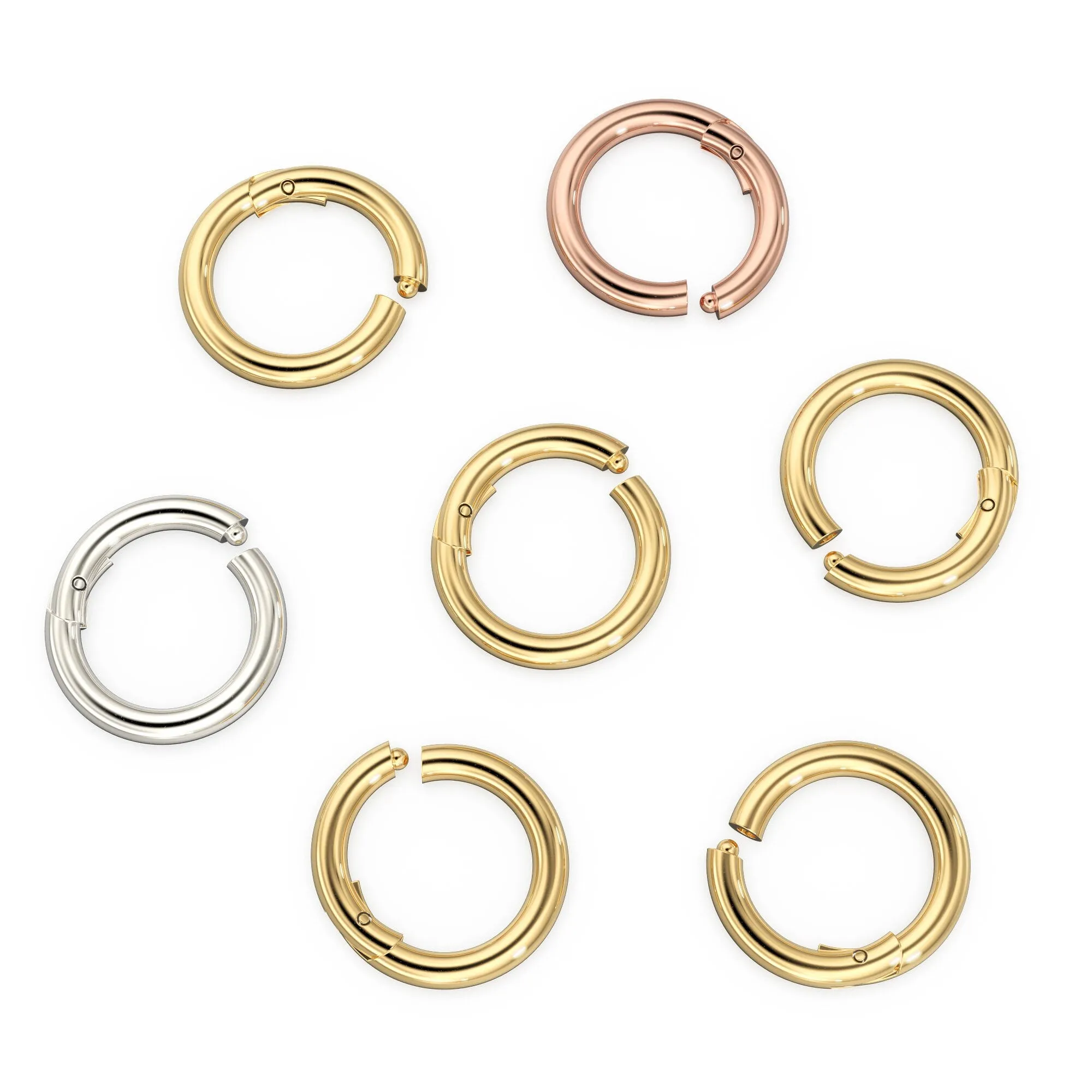Round Profile Clicker Gold Connector / 14K Solid Gold Connector / Necklace Connector Clasp Lock / Charm holder / Solid Gold Charms ClaspSALE