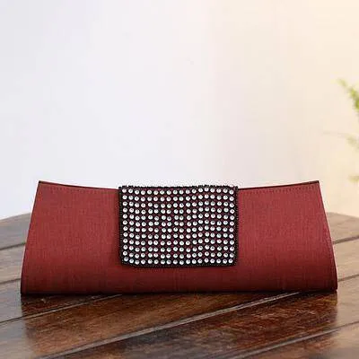 'Ruby Allure', Beaded Clutch Evening Bag