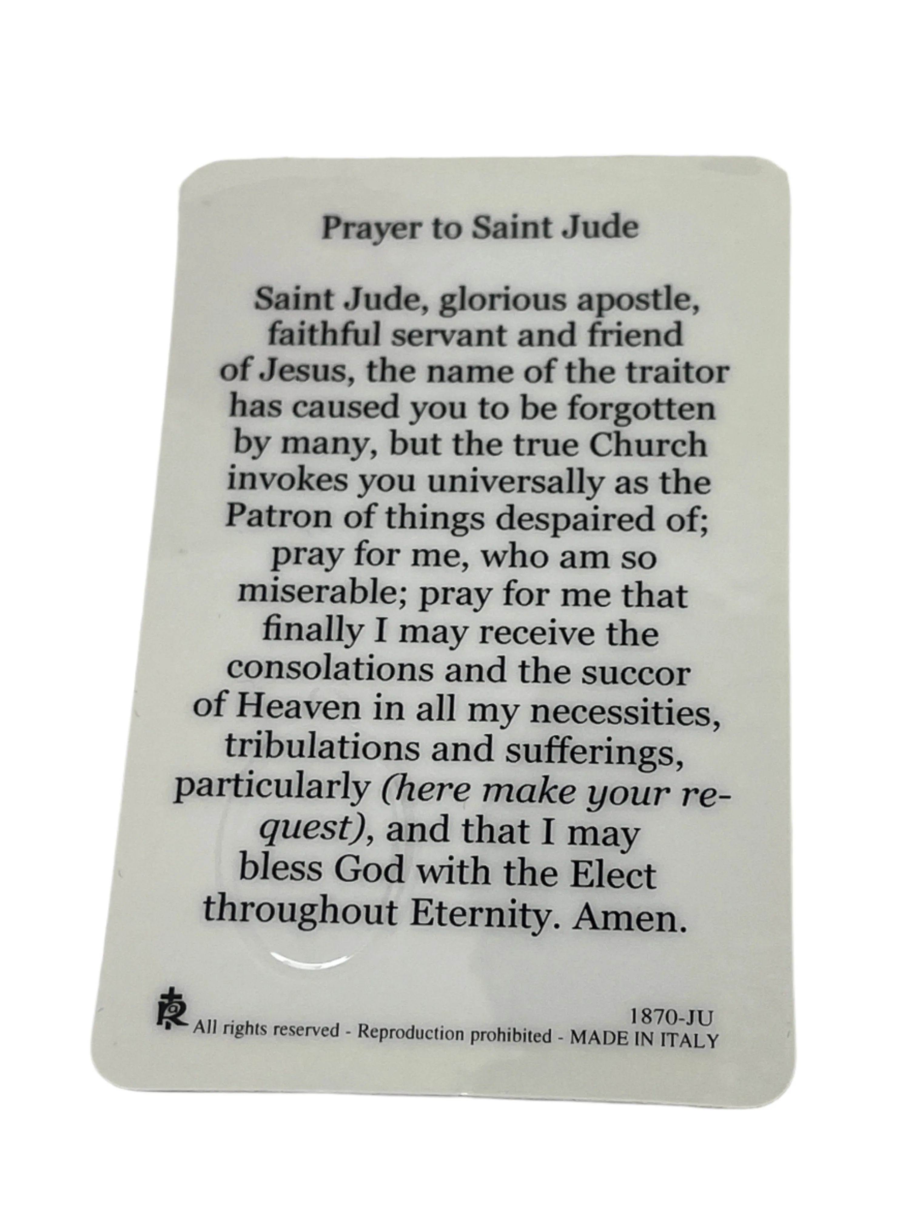 Saint Jude Prayer Card and Medal.