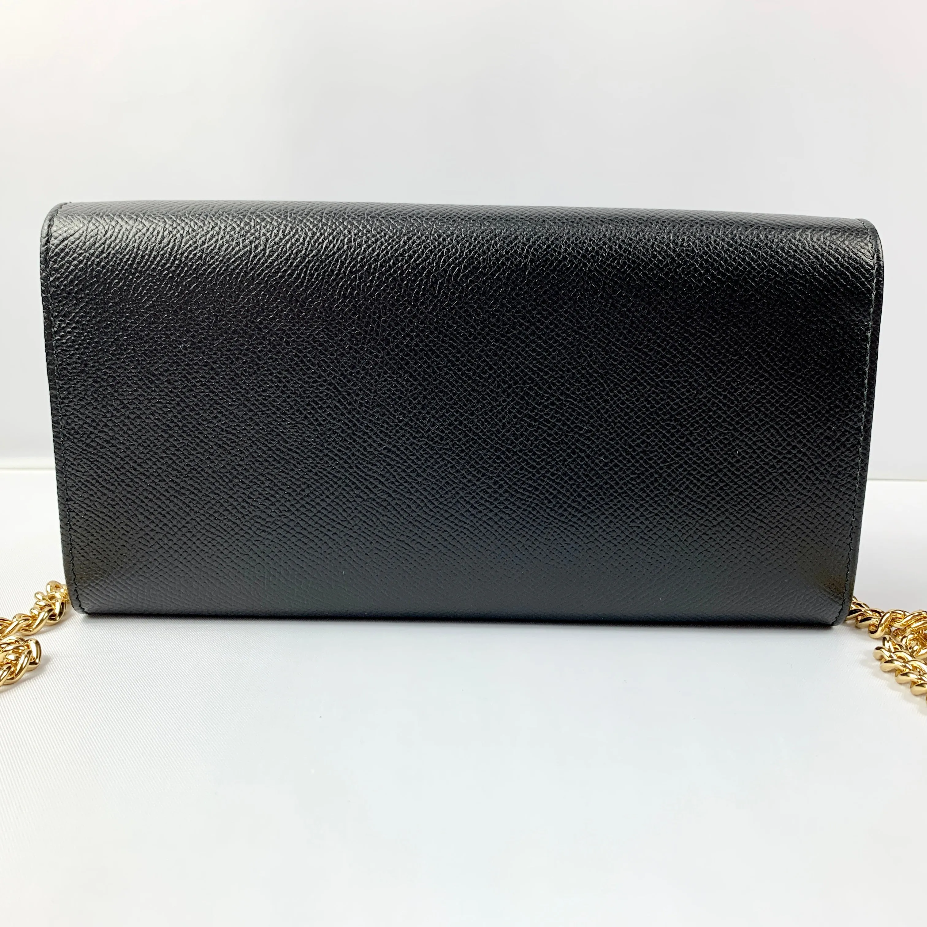 Salvatore Ferragamo Wallet on Gold Chain in Black