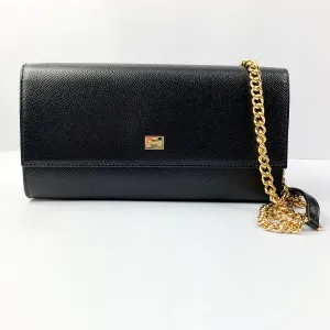 Salvatore Ferragamo Wallet on Gold Chain in Black