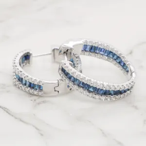 Sapphire and Diamond Inside Out Hoops