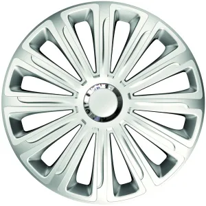 Set 4 Capace Roți Auto MEGA DRIVE Trend 78544, 15 inch, Plastic ABS, Argintii cu Inel Cromat