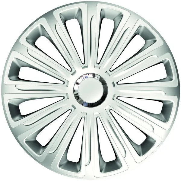 Set 4 Capace Roți Auto MEGA DRIVE Trend 78544, 15 inch, Plastic ABS, Argintii cu Inel Cromat