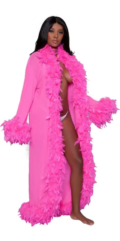Sexy Long Boa Feather Glamour Robe in Hot Pink