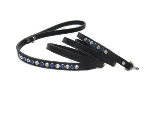 Shanti Leather 2 Tone & Multi Single Row Crystal Dog Leash