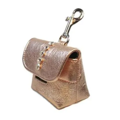 Shanti Single Row Austrian Crystal Leather Poop Bag Holder