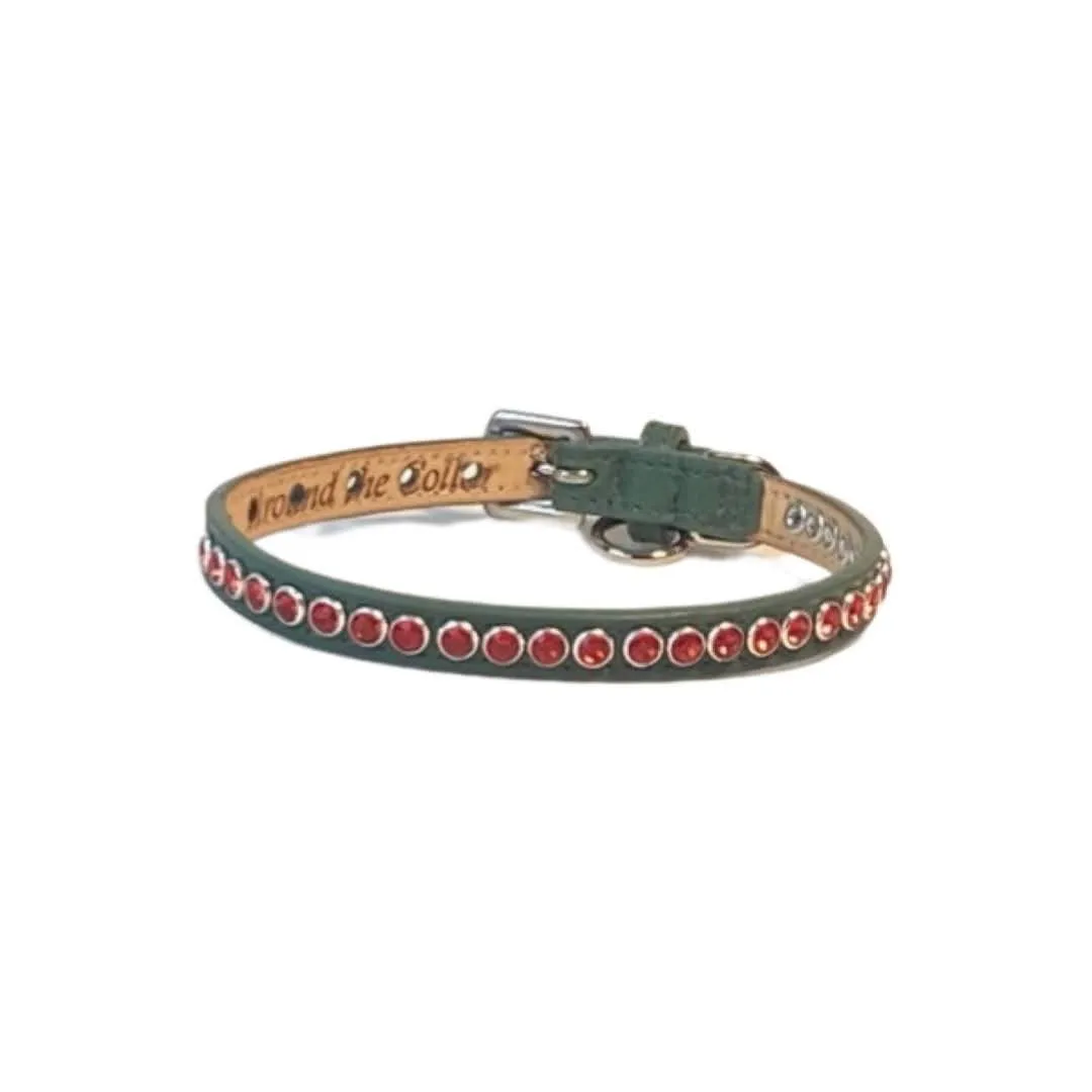Shanti with Colored Crystals Close Together Leather Dog Collar