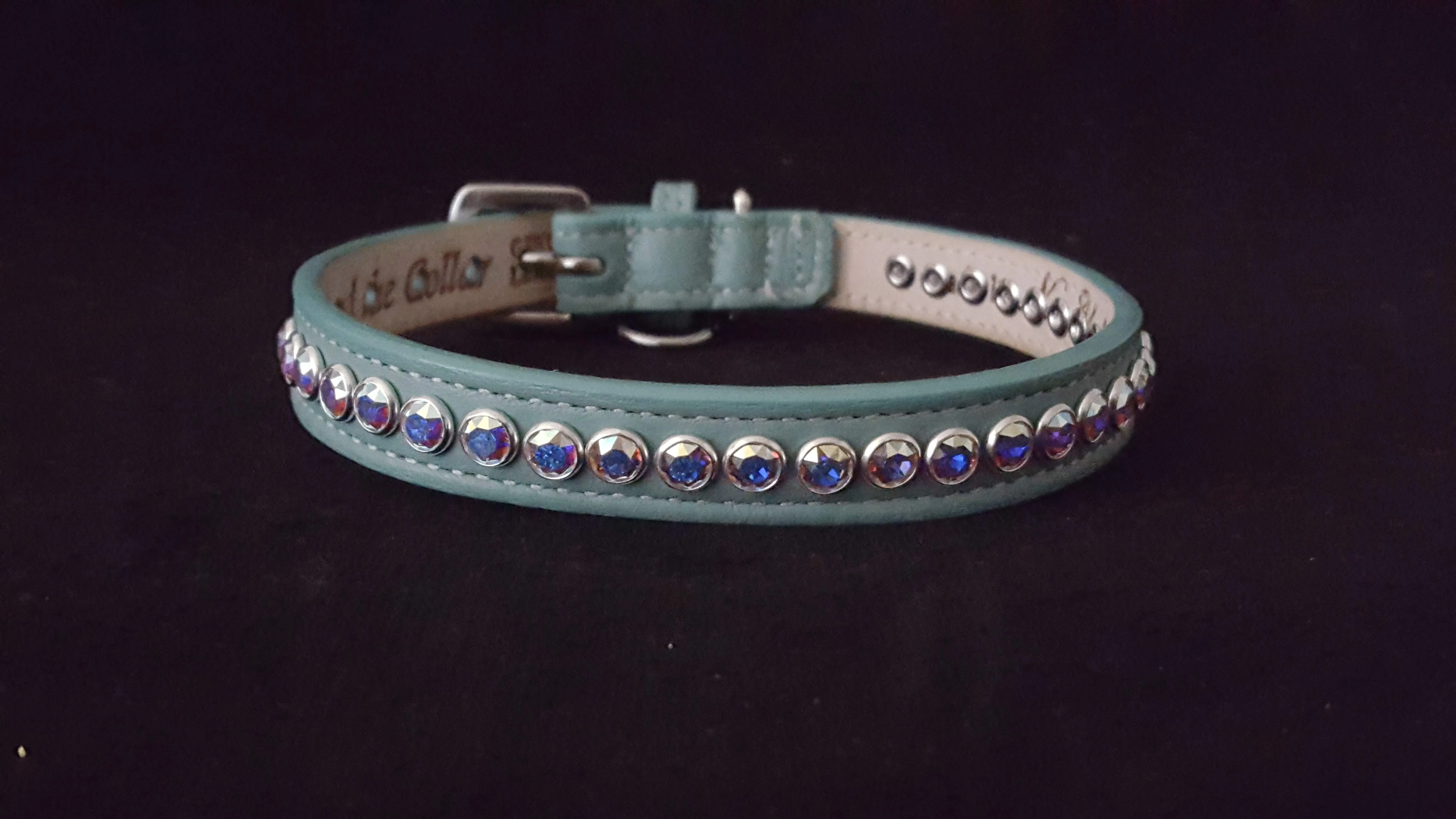 Shanti with Colored Crystals Close Together Leather Dog Collar