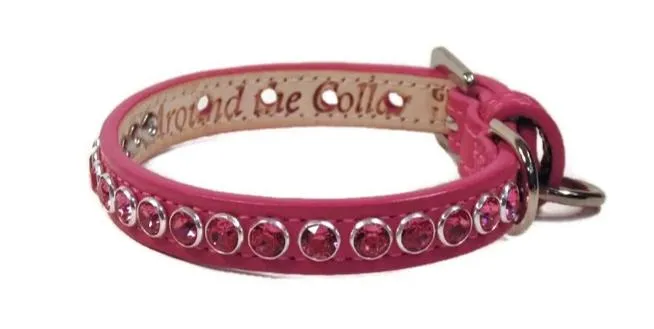 Shanti with Colored Crystals Close Together Leather Dog Collar