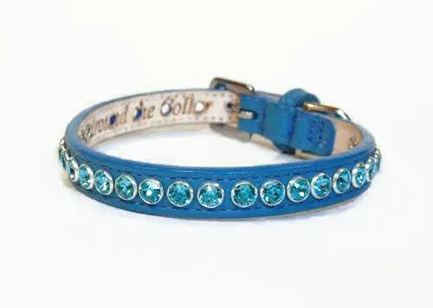 Shanti with Colored Crystals Close Together Leather Dog Collar