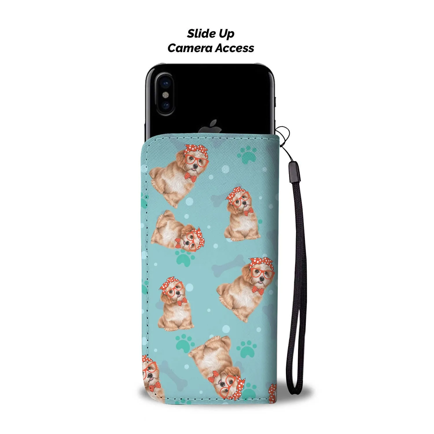 SHIH TZU Mom Paw and Bone Design Shih Tzu Phone Wallet Case