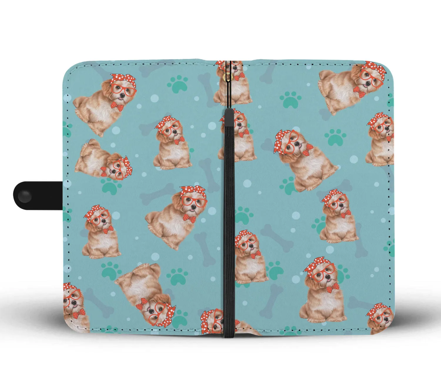 SHIH TZU Mom Paw and Bone Design Shih Tzu Phone Wallet Case