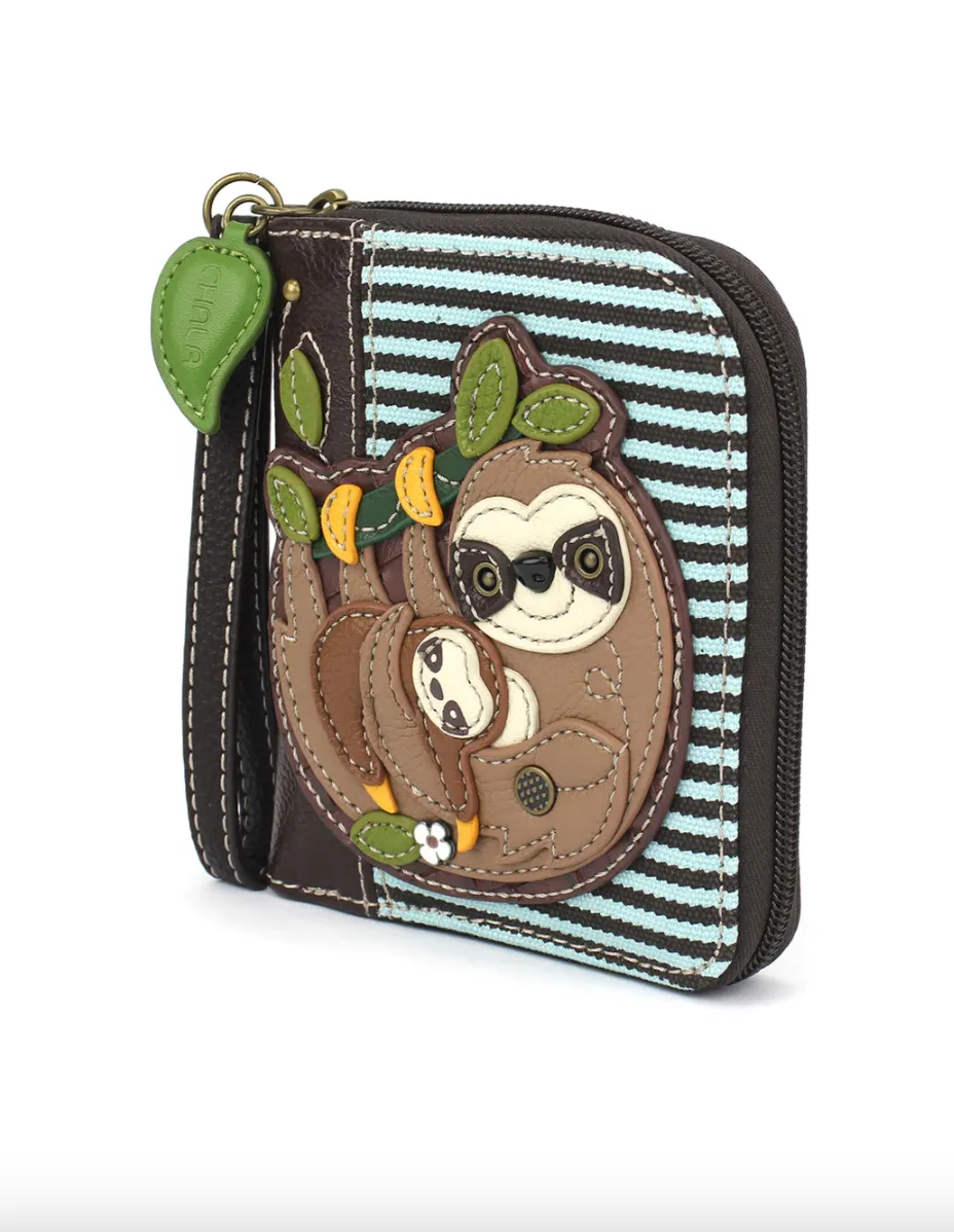Sloth Family Wallet - Chala Zip Around Wallet