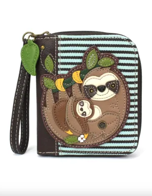 Sloth Family Wallet - Chala Zip Around Wallet