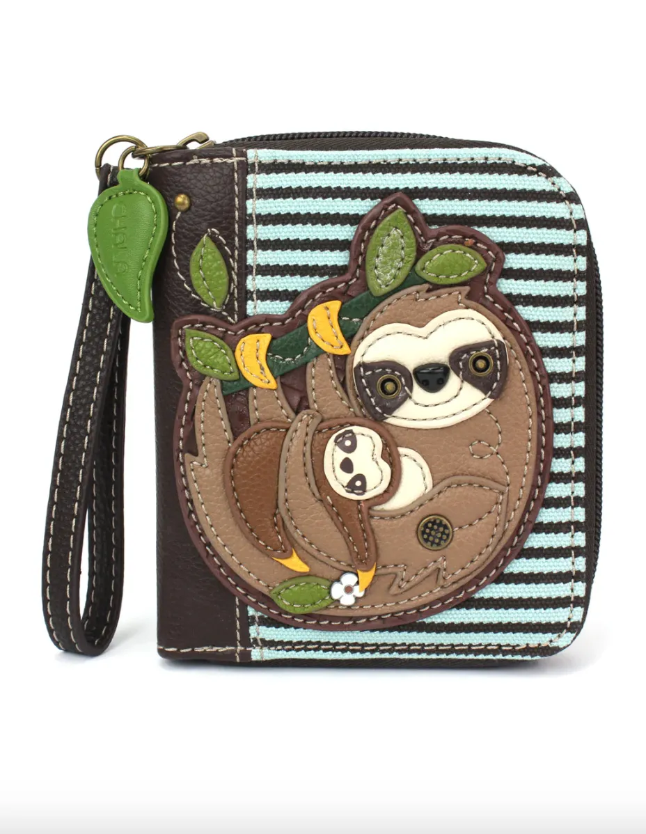 Sloth Family Wallet - Chala Zip Around Wallet