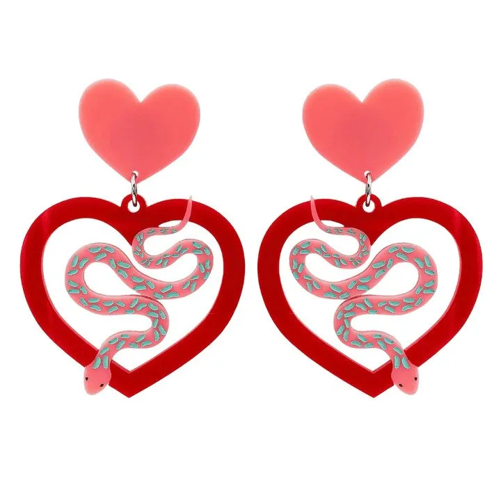 Snake Eyes Heart Earrings