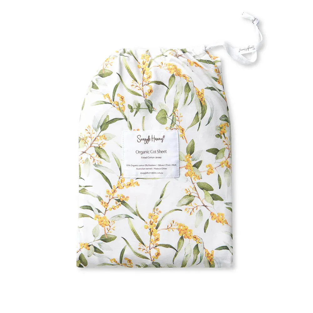 Snuggle Hunny Organic Fitted Jersey Cotton Cot Sheet - Golden Wattle