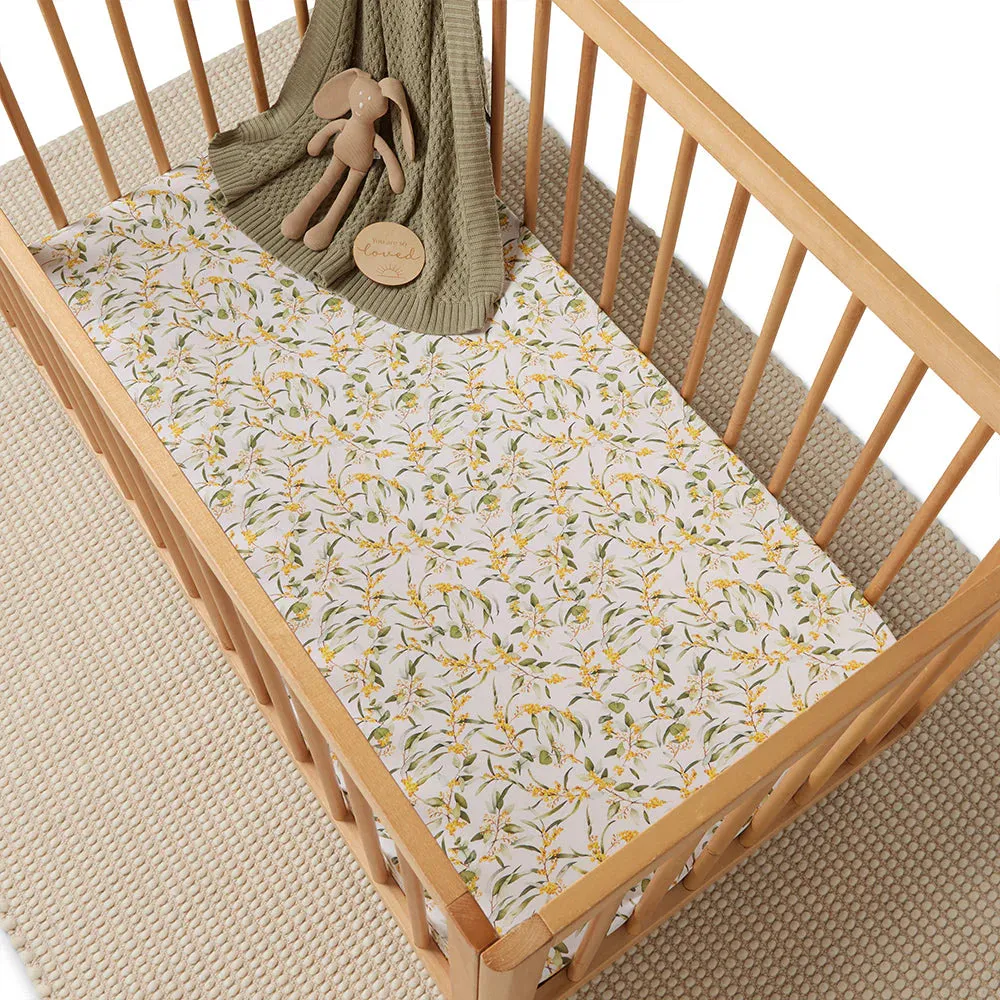 Snuggle Hunny Organic Fitted Jersey Cotton Cot Sheet - Golden Wattle