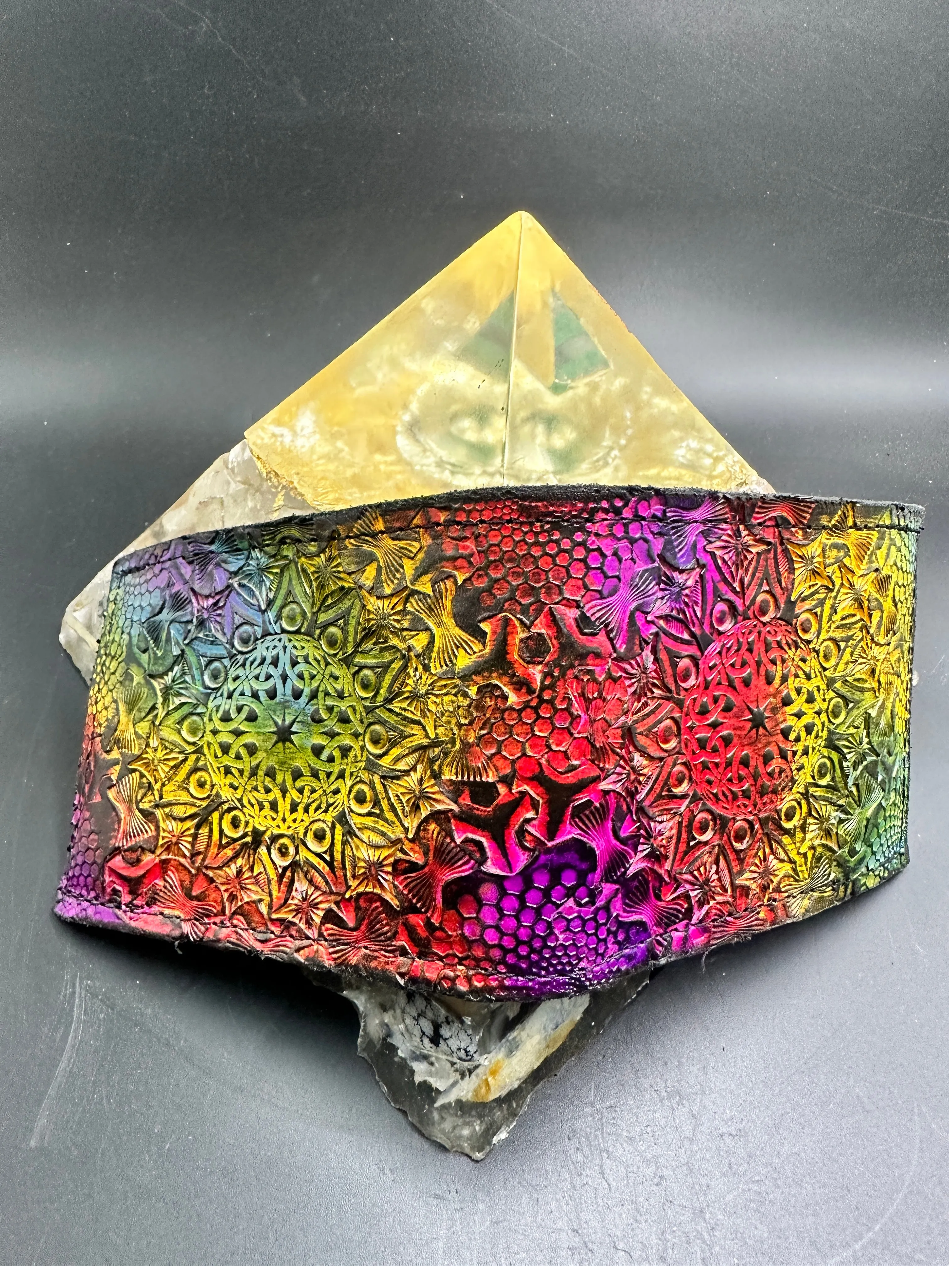 Stamped Leather Bifold Wallet - Expanding Geometrics