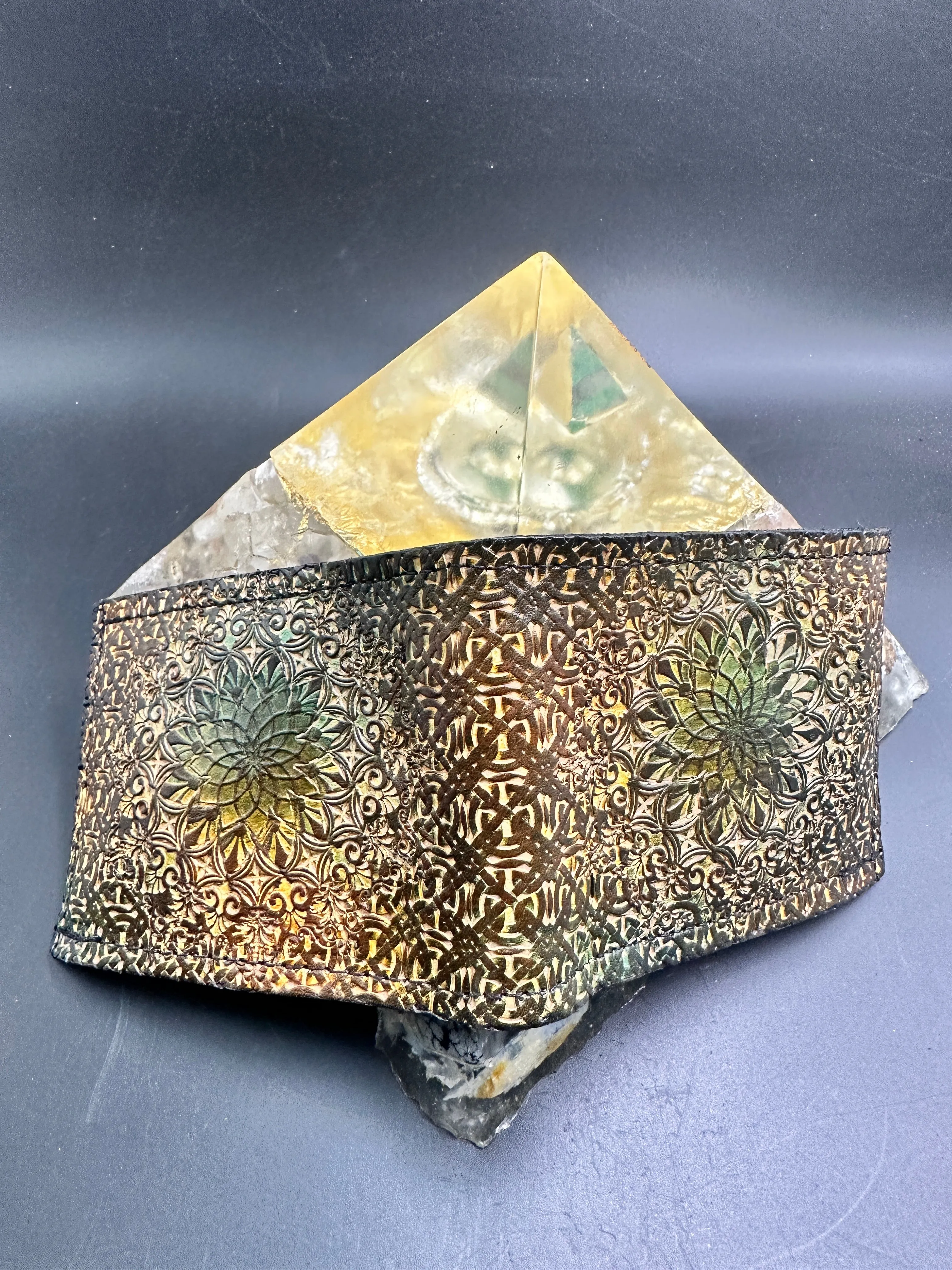 Stamped Leather Bifold Wallet - Expanding Geometrics