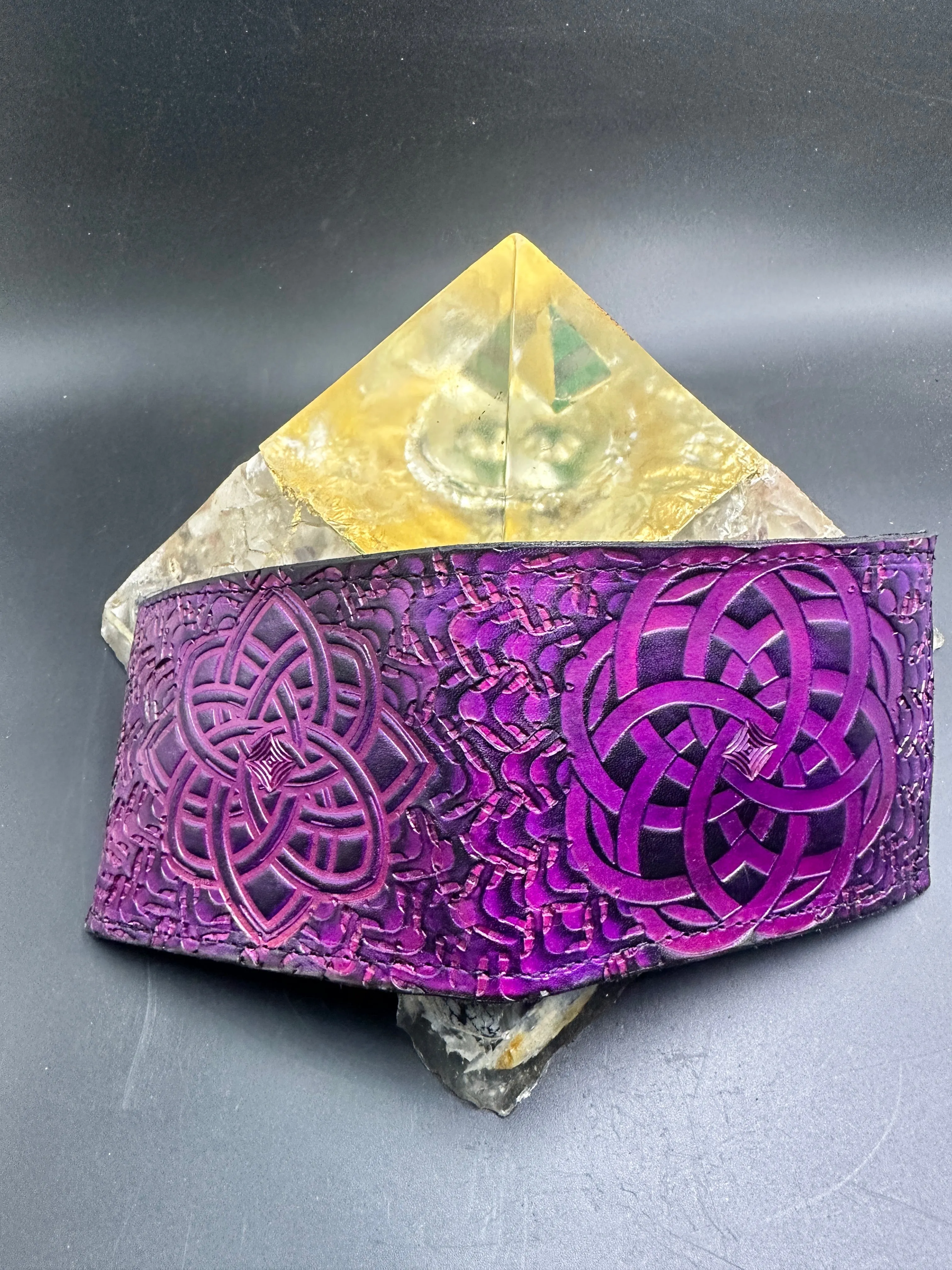 Stamped Leather Bifold Wallet - Expanding Geometrics