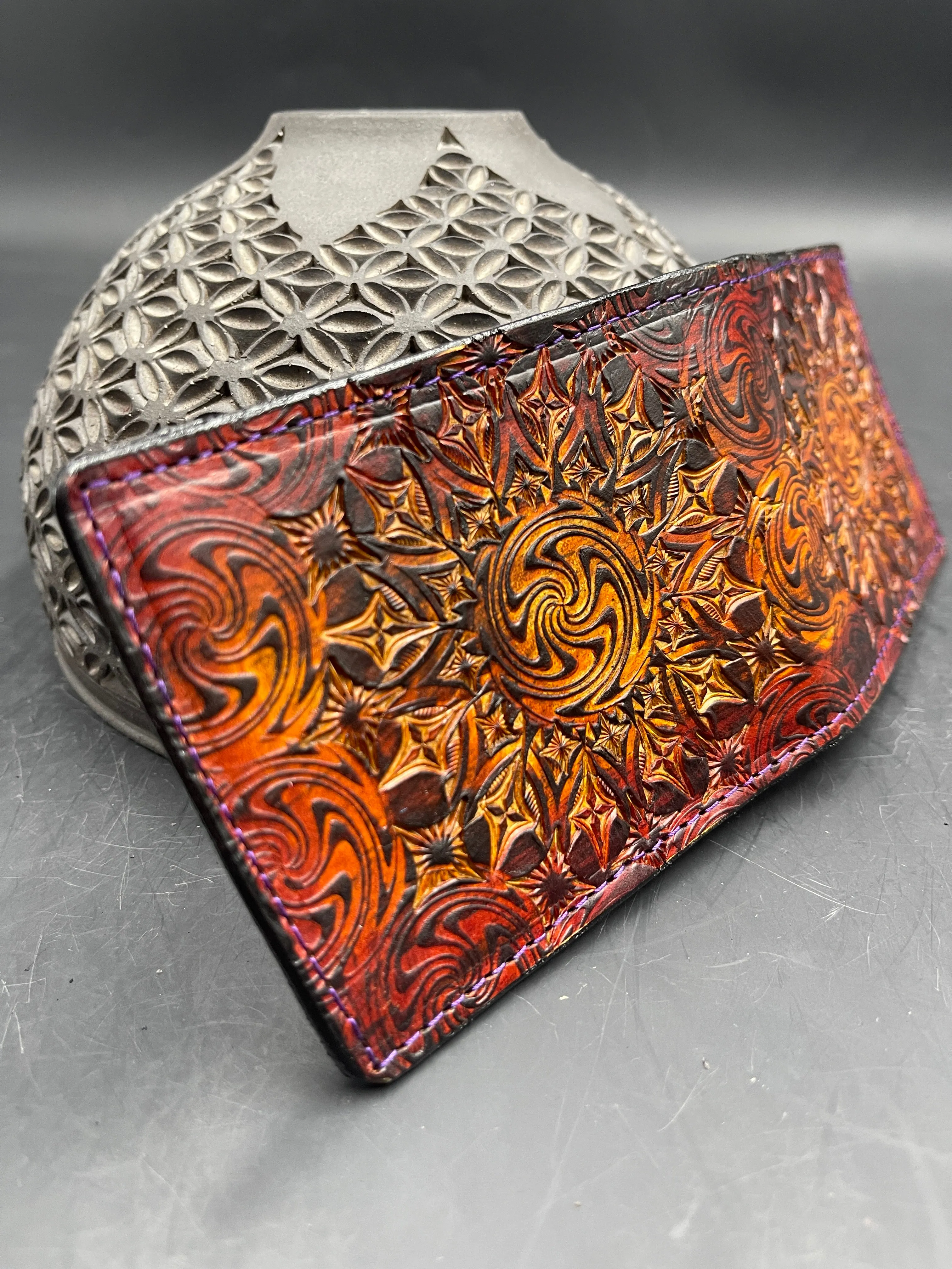 Stamped Leather Bifold Wallet - Expanding Geometrics