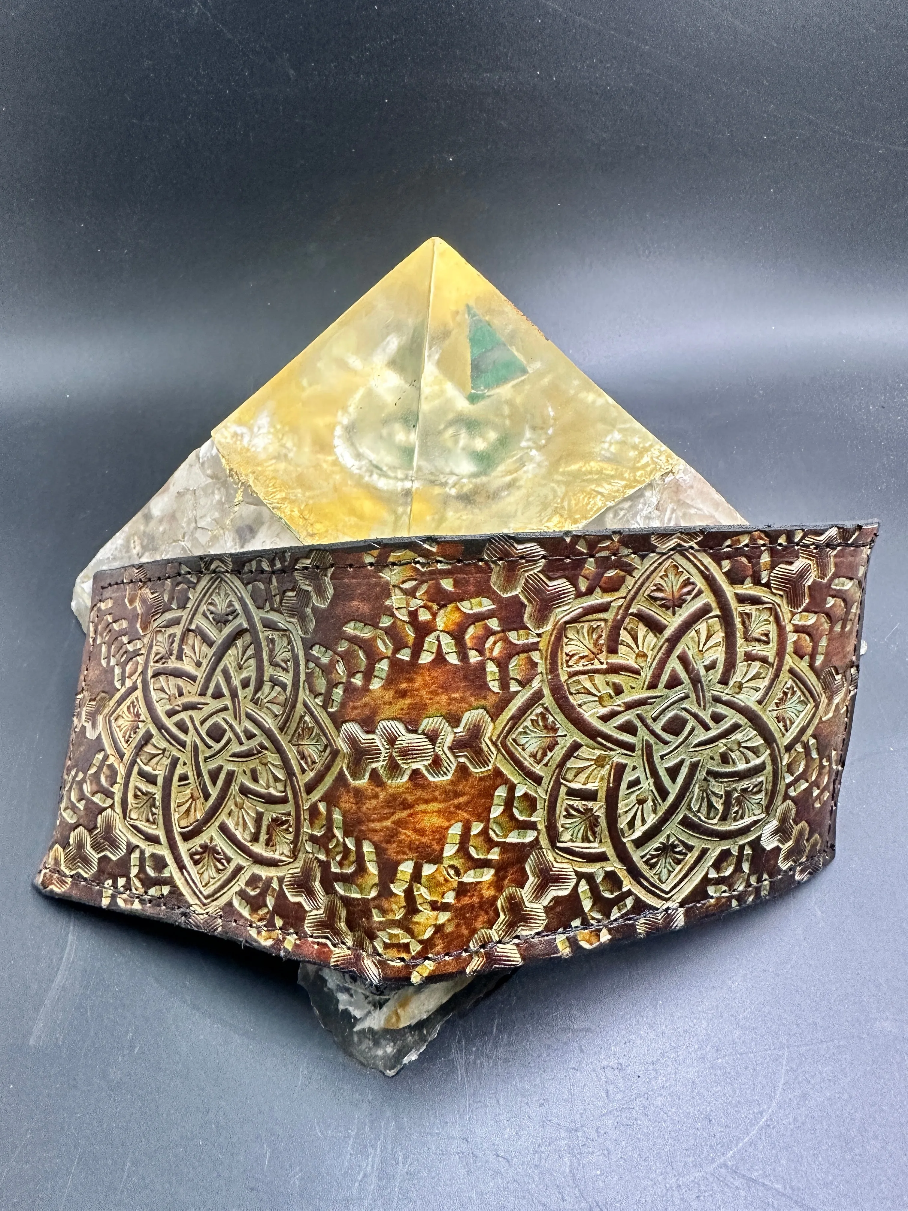 Stamped Leather Bifold Wallet - Expanding Geometrics