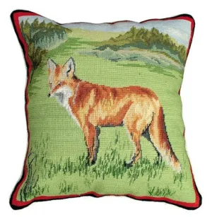 Standing Fox 14X14 Petit Point Needlepoint Pillow