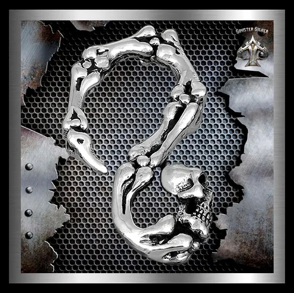Sterling Silver Biker Skull Belt Hook Wallet Chain Connector