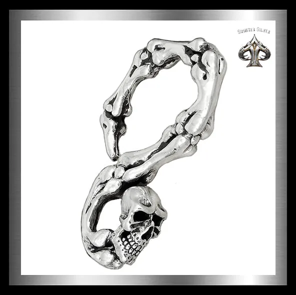 Sterling Silver Biker Skull Belt Hook Wallet Chain Connector