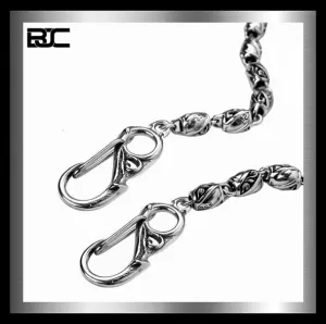 Sterling Silver Biker Tribal Tattoo Link Wallet Chain