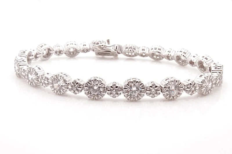 Sterling Silver Cubic Zirconia Line Bracelet
