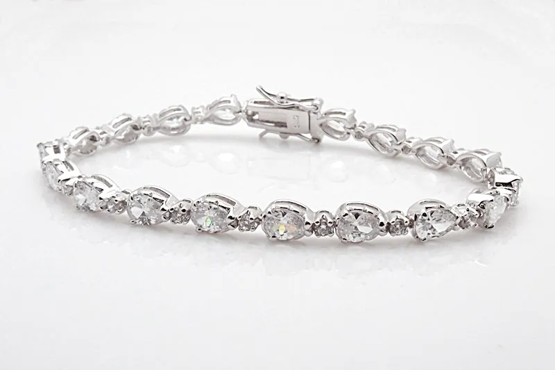 Sterling Silver Cubic Zirconia Line Bracelet