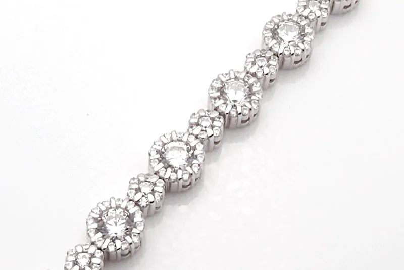 Sterling Silver Cubic Zirconia Line Bracelet